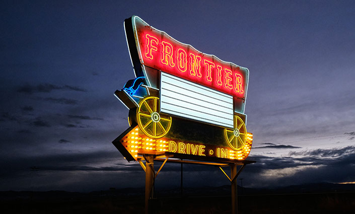 Frontier Drive inn Sign Lodging Visit Rio Grande County Colorado